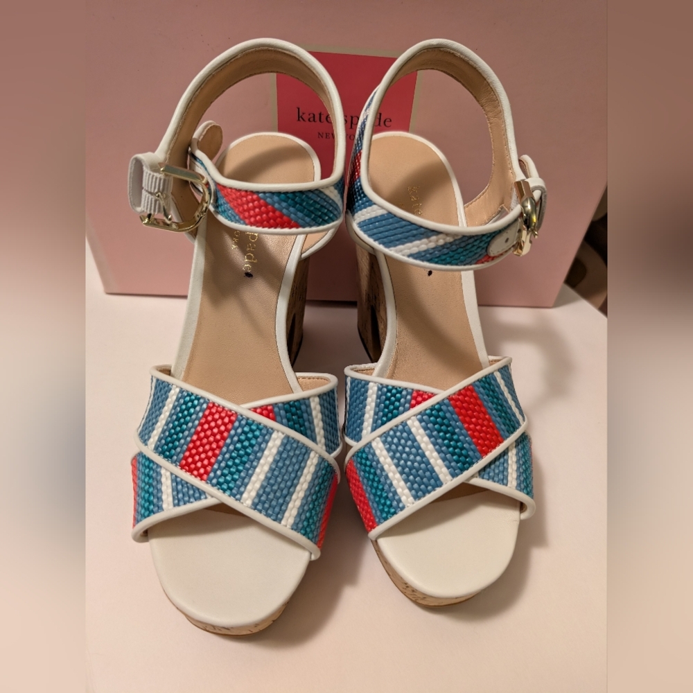Kate Spade New York Grace Striped Platform Sandal Women's Size 6.5
